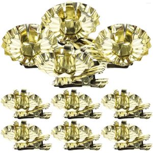 Candle Holders 10 Pcs Christmas Wrought Iron Clip Holder Metal Cup Base (gold Dovetail Clip) 10pcs Tree