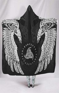 Twin Ravens In Norse Mythology Viking 3D Printed Hooded Filt vuxen Child Sherpa Fleece Wearable Filt Microfiber Bedding 21103328671