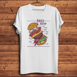 Herren T-Shirts Burger Anatomy Hamburg Lustiges Hemd Männer Casual Kurzarm T-Shirt Unisex Neuheit Streetwear T-Shirt Atmungsaktiver Druck