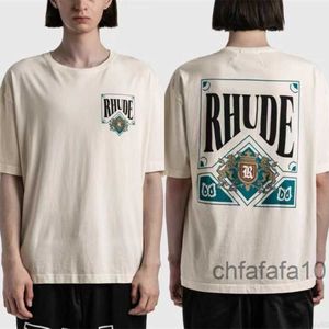 Мужские футболки Rhude Футболка с принтом игральных карт Мужчины Женщины Негабаритные футболки из плотной ткани Топы Футболка T221202 Z935 GL81