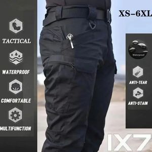 Plus rozmiar 6xl cargo spodnie Mężczyźni Multi Pocket Outdoor Tactical Brespants Army Wodoodporne Szybkie suche elastyczne wędrówki 240111