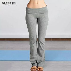 Женские брюки для йоги с подъемом бедер, сплошной цвет, расклешенные широкие брюки, эластичная одежда для фитнеса, облегающие леггинсы для тренажерного зала, брюки для йоги, женская одежда 240112
