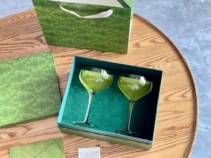 Copos de vinho luxuosos, vintage, verde, champanhe, criativo, aniversário, casamento, com caixa de presente