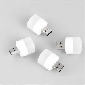 Andra mobiltelefontillbehör USB Plug Lamp Mini Night Light Computer Mobile Power Charging Small Book Lamps Led Eye Protection Readi Dhnbf