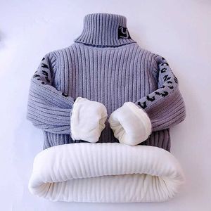 男の子のためのプルオーバーセーター冬の服の女の子ヒョウズファッション新しい子供タートルネック濃い柔らかい子供