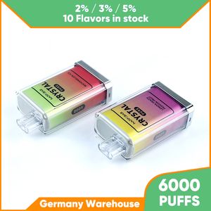 オリジナルのクリスタルエレクトロニックタバコ6000パフデスポル可能なベイプペン12ml eliquid good taste prefilled pod 2％nic mesh coil e cigsキット10異なるフレーバーを選択する