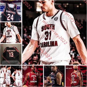 G.G.Jackson Collin Murray-Boyles Carolina do Sul Gamecocks Camisa de basquete masculina Eli Sparkman Josh Gray Camisa personalizada da Carolina do Sul