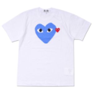 Designer TEE Com Des Garcons PLAY HEART LOGO PRINT T-SHIRT TEE SIZE EXTRA LARGE Blue Heart Unisex Japan Best Quality EURO size