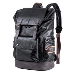 Weys için çok işlevli erkekler pu deri sırt çantası vintage tuval backpacks okul çantası nötr taşınabilir aşınma geçirmez seyahat çantası 240112