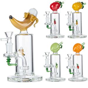 Forma Hookahs Oil Dab Rigs Showerhead Perc Tubulações de Água 14mm Feminino Joint Bongs Exclusivos Com Tigela Também Vender Abacaxi Pêssego Melhor Qualidade LL