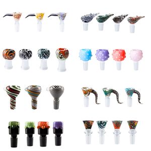 Hookah Accessories Heady Colored Glass Smoking Bowl 14mm 18mm Male Bowl with Handle Beautiful Slide for Bubbler Ash Catcher Bong Bowls