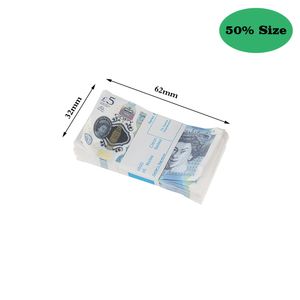 Dimensioni 50% Prop moneta per gli anziani UK Pounds GBP Bank Game 100 20 Note Authentic Film Edition Movies Gioca Fake Cash Casino Photo Booth Props