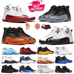 Cherry 12s Red Taxi Basketball Shoes 12s Brilhante Orange Black Taxi Hyper Royal Playoffs TWIS
