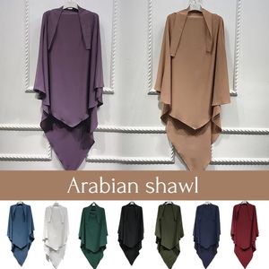 Женский шарф-хиджаб, турецкий мусульманский платок, 3 слоя, сплошной цвет, арабская шаль, молитвенный джилбаб, ислам, Абая, Рамадан 240111