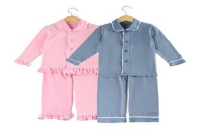 Mädchen-Jungen-Pyjama, süße Kinderkleidung, schlichte Baumwolle, Rüschen-Pyjama-Set, Kleinkind-Nachtwäsche, 12 Monate bis 8 Jahre, T2009015386342