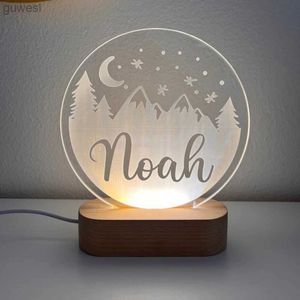 Nachtlichter Berge Benutzerdefiniertes Namenslicht Personalisiertes Schlafzimmer LED-Wolkendekor Schild USB-Nachtlicht Tochter Sohn Junge Mädchen 3D-Lampe Geschenk YQ240112