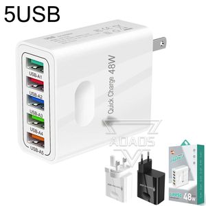 5USB Multi-Port Murs Adapter UE/USA/UK Adaptowany 3.1A TELEFON LAPTOP TELEPORES USB Interfejs na smartfel iPhone Samsung