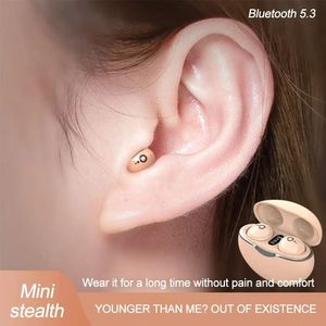 Hörlurar osynliga mini Bluetooth -hörlurar 5.3 True Wireless inear Earphones Gaming HiFi Stereo Noise Reduction Earbuds Sports Headset