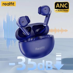 Headphones Realfit F2 Pro ANC Active Noice Cancellation Bluetooth Earphones ENC Call HIFI Stereo Superb Bass Wireless Earbuds Sport Gaming