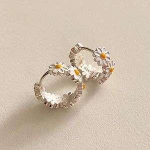 Dangle Earrings Small Daisy Ring Mori For Woman Fresh Summer White Flowers Epoxy Female Simple Daily Adjustable Jewelry Gift