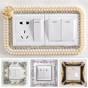 European Style Light Switch Cover Wall Sticker Plastic Plug Socket Frame Decals Living Room Home Decoration 240111