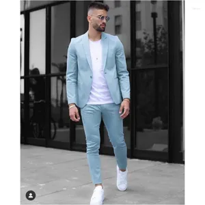 Herrdräkter gata slitage sommar avslappnad män 2 stycken bröllop brudgummen tuxedos smal fit prom formell outfit blazer masculino jacka byxa