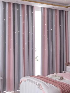 Karartma Çocuk Perdesi Yatak Odası Termal Yalıtımlı Gümüş Pırıltı Yıldız Perde Erkekler için Antik Grommet Üst Pencere Tedavisi 240111