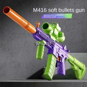 Sand Play Water Fun Gravity-monterad morotpistol M416 Toy Gun Continuous-Fire Shell-Ejicerbara barns mjuka kula Fake Gunvaiduryb