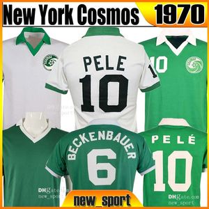 NOVA IORQUE COSMOS Retro 1970 Jerseys de futebol fãs verson retro 76 77 PELE home away verde vintage uniformes clássicos Chinaglia Alberto Beckenbauer Messing camisa de futebol