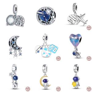 New Fashion 925 Sterling Silver Astronaut Space Series Charms Beads Fit Pando 925 Original Bracelets DIY Anniversary Jewelry