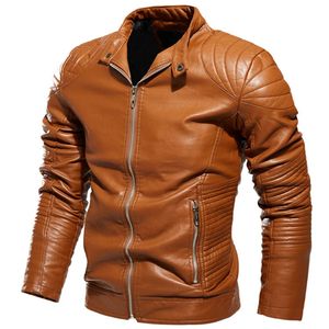 Street Trendy leather jacket Men Autumn winter mens Coats Biker Vintage Windbreaker Fleece Motorcycle pu leather jacket casual 240111