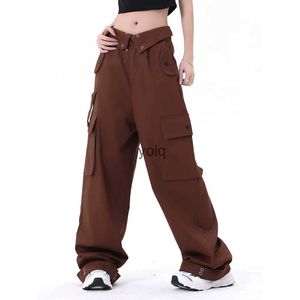 Men's Pants Vintage High Street Draping Loose Side Poets Cargo Wide Pants Harajuku Straight Leg Pants for Men and Women High Waistedyolq