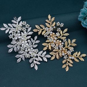 Hair Clips DZ066 Handmade Wedding Headpieces Rhinestones Leaves Bridesmaids Headwear Party Tiara Crystal Bridal Comb Headdress