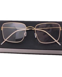 デザインハンドメイドBtitianium Plano Glasses Frame Men軽量Noscrew Rectangular Fullrim 5219145 Unisex Ultralight for Pres7936320