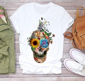 S4XL 여성 TSHIRTS 2021 여름 최고의 패션 두개골 식물 짧은 소매 레이디 셔츠 톱 티셔츠 레이디스 여성 그래픽 여성 티 2PCS5496069