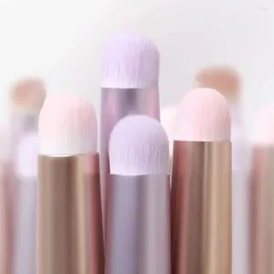 Lip Gloss Portátil Mini Batom Misturando Pincéis de Maquiagem Corretivo Escova Cabeça Redonda Com Capa Acessório de Beleza
