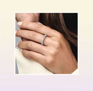 Sparkling Row Eternity Ring 925 Sterling Silver Mulheres Mens Full CZ Diamante Jóias de Presente de Casamento para Amante Anéis de Banda com Caixa Original Set9624404