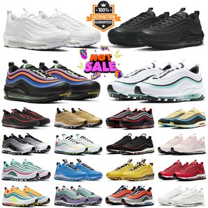 Designer men women 97 97s running shoes Triple Black White Sean Wotherspoon Bright Citron Halloween Light Blue Have a nice day Silver Bullet mens trainer sneakers