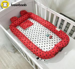 Baaobaab erdc słodkie ucha bawełniane łóżko maluch gniazdo przenośna łóżeczko dla niemowląt dla nowonarodzonego kołyski Bassinet C190419011085940