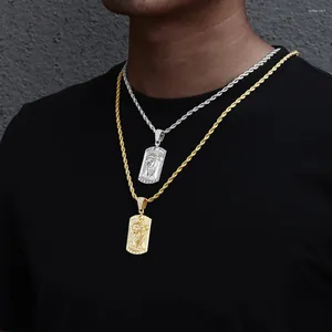 Ожерелья с подвесками, классическая голова Иисуса с веревочной цепочкой шириной 4 мм для хип-хопа, персонализированные украшения для женщин и мужчин
