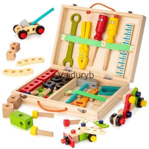 Tools Workshop Tool Kit for Kids Wooden Toolbox Pretend Play Set Simulation Repair Nut Disassembly Screw Assembly DIY Building Blocks Toysvaiduryb