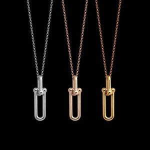 Brand Women's T Necklace Fashion 2 Section U-shaped Pendant Necklace High Quality 18k Gold Titanium Steel Designer Necklace Luxury Jewelry