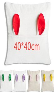 20PCSDHL Sublimation Blank Easter Pillow Case 4040cm Heat Print Rabbit Ear Cushion Covers DIY Linen Pillow Covers Party Decorati9879001