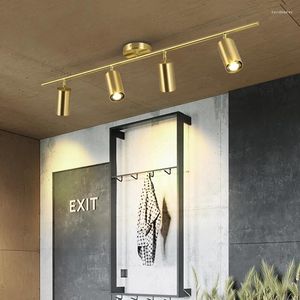 Luzes de teto Modern Luxury Gold Track Spotlight com instalação embutida luminária sala de estar barra de trilhos de parede