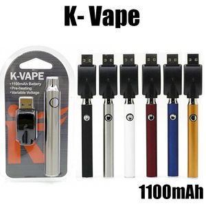 Batteria di preriscaldamento K-Vape 1100mah kit caricabatterie preriscaldamento a penna sottile 510 dispositivi di batterie kvape a tensione variabile