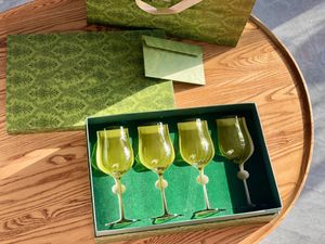 Set di bicchieri da vino verde vintage, regalo di compleanno, set regalo per le vacanze, bicchieri di cristallo Europa