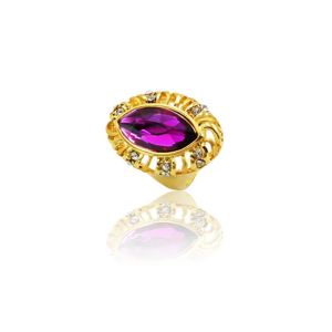 Corona retrò di grandi dimensioni riempita Grandi anelli in oro giallo 14k per gioielli da donna Anello in cristallo austriaco rosa Gioielli di lusso di marca