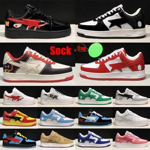 Дизайнер Bapestan Casual Shoes Mens Womens Low Platform Sk8 Panda Shark Black Bule Grey Black Beige Scored