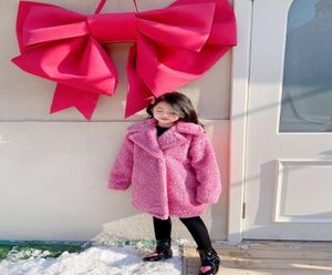 Småbarnsjacka Baby Girls Windproof Winter Fashion Turndown Collar Fleece Thicken Warm Kids Long Outwear Clothing3041938