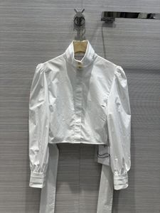 Marka Aynı Stil Gömlek 2024 Yeni Bahar Yaz Standı Yaka Uzun Kollu Moda Lüks Kadın Bluz Tasarımcı Tops 0112-2